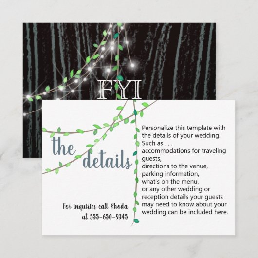 Trouwkaart met Rustieke Wijnrank & Lichtjes Kaart (Voorkant / Achterkant)