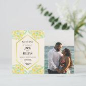 Trouwkaart met samengestelde kaders van goudsbloem bedankkaart (Staand voorkant)