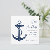Trouwkaart met scheepsanker 'Save the Date' (Staand voorkant)