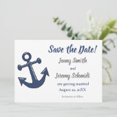 Trouwkaart met scheepsanker 'Save the Date' Save The Date (Staand voorkant)