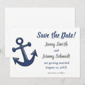Trouwkaart met scheepsanker 'Save the Date' Save The Date (Voorkant / Achterkant)