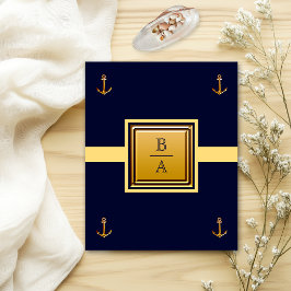 Trouwkaart met scheepvaart-thema in blauw en geel  flyer