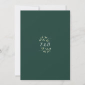 Trouwkaart met smaragdgroene bladmonogram kaart (Achterkant)