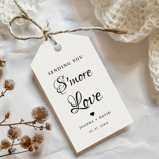 Trouwkaart met 'S'more Love' Cadeaulabel