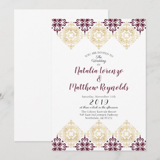 Trouwkaart met Spaans tegelpatroon Kaart (Voorkant / Achterkant)