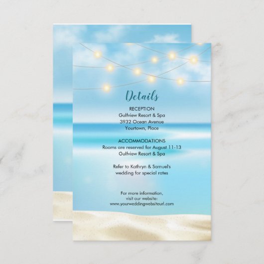 Trouwkaart met sprookjesachtige lichtsnoeren voor  kaart (Voorkant / Achterkant)