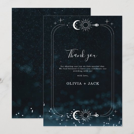 Trouwkaart met sterrenhemel bedankkaart (Voorkant / Achterkant)