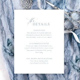 Trouwkaart met stoffig blauwe details RSVP kaartje