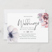 Trouwkaart met stoffig blauwe koraal moderne bruil (Voorkant)