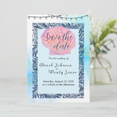 Trouwkaart met strandthema save the date (Staand voorkant)