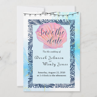Trouwkaart met strandthema save the date