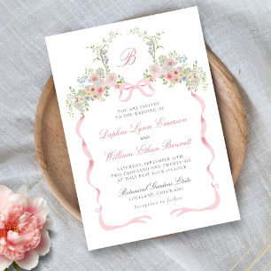 Trouwkaart met Strikken en Wilde Bloemen Kaart