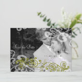 Trouwkaart met swirly foto kaart (Staand voorkant)