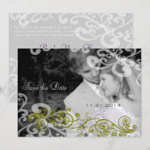 Trouwkaart met swirly foto kaart (Voorkant / Achterkant)