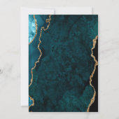 Trouwkaart met Teal Blauwe Agate Script 'Save the  Kaart (Achterkant)