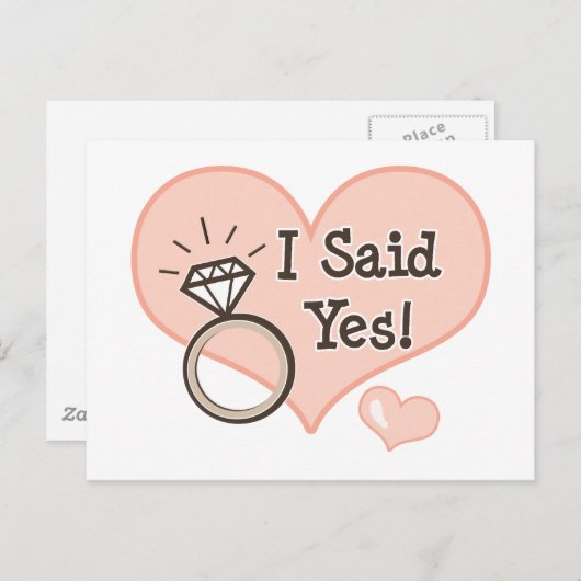Trouwkaart met tekst 'I Said Yes' Aankondigingskaart (Voorkant / Achterkant)