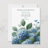 Trouwkaart met tere blauwe hortensia kaart (Voorkant)