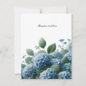 Trouwkaart met tere blauwe hortensia kaart (Achterkant)