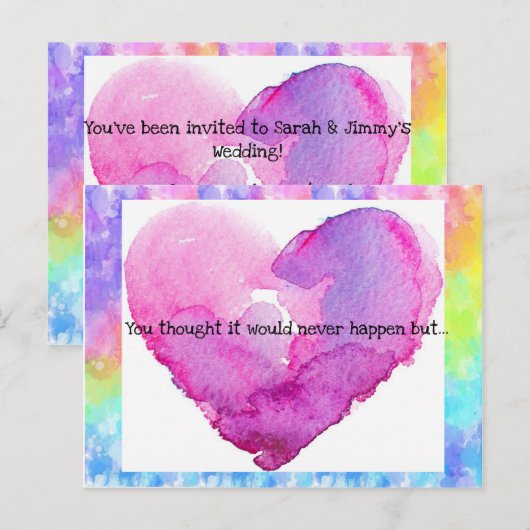 Trouwkaart met Tie-Dye Hart Aankondigingskaart (Voorkant / Achterkant)