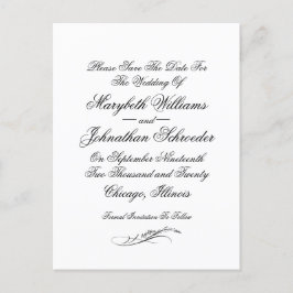 Trouwkaart met Toile & Calligraphy 'Save The Date' Uitnodiging Briefkaart