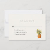 Trouwkaart met tropische bloem en QR-code RSVP Kaartje (Achterkant)