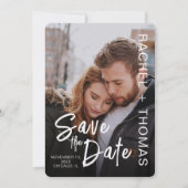 Trouwkaart met typografie en aangepaste foto save the date (Voorkant)