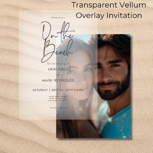 Trouwkaart met Vellum-overlay 'Op het strand' Vellum Uitnodigingen