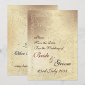 Trouwkaart met vervaagde reliëf effect van ivoor kaart (Voorkant / Achterkant)