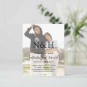 Trouwkaart met vet monogram, moderne budget bruilo (Staand voorkant)