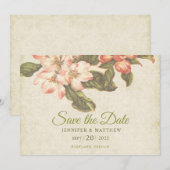 Trouwkaart met vintage appelbloesem 'Save the Date (Voorkant / Achterkant)