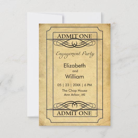 Trouwkaart met vintage bioscoopkaart kaart (Voorkant)