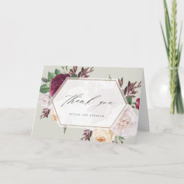Trouwkaart met vintage bloemen en foto bedankkaart kaart