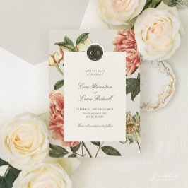 Trouwkaart met vintage bloemen om de datum te rese save the date