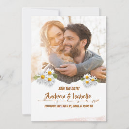 Trouwkaart met vintage bloemen save the date