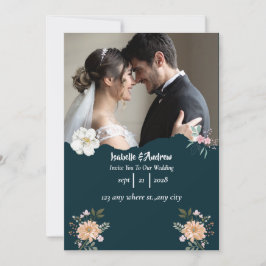 Trouwkaart met vintage bloemen save the date