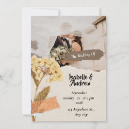 Trouwkaart met vintage bloemen voor save the date