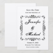 Trouwkaart met vintage bloemenpatroon en 'Save the Save The Date (Voorkant / Achterkant)