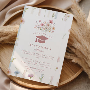 Trouwkaart met vintage bloemenrand afstuderen kaart