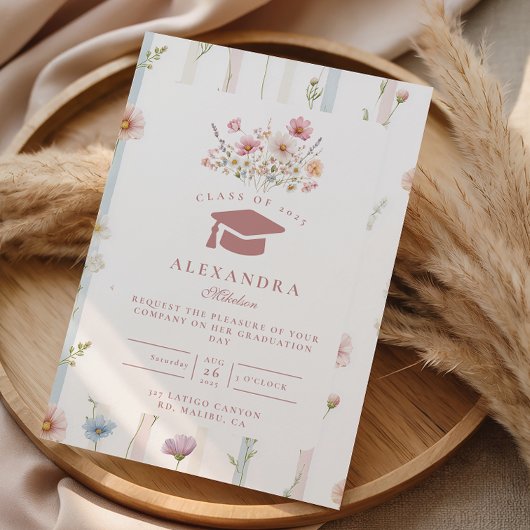 Trouwkaart met vintage bloemenrand afstuderen kaart