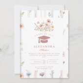 Trouwkaart met vintage bloemenrand afstuderen kaart (Voorkant)