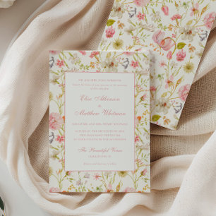 Trouwkaart met vintage bloempatroon kaart