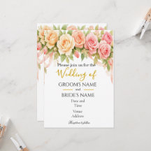 Trouwkaart met vintage bloemrozen