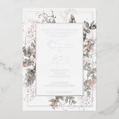 Trouwkaart met vintage botanische bloemen folie uitnodiging (Voorkant)