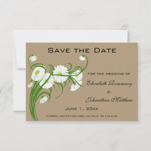 Trouwkaart met vintage Gerber madeliefjes Save The Date