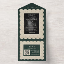 Trouwkaart met vintage groene kant