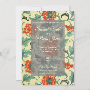 Trouwkaart met vintage Japanse bloemen Kaart