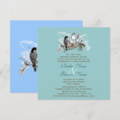 Trouwkaart met vintage liefdesvogels en witte noti kaart (Voorkant / Achterkant)