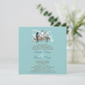 Trouwkaart met vintage liefdesvogels en witte noti kaart (Staand voorkant)