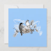 Trouwkaart met vintage liefdesvogels en witte noti kaart (Achterkant)
