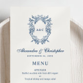 Trouwkaart met vintage Regency-stijl monogram wape Menu